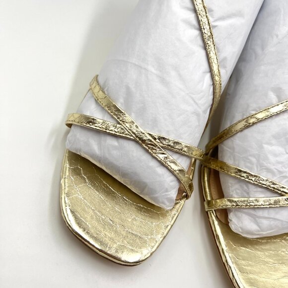 Via Spiga Womens Size 9.5 Roslyn Platino Gold Leather Dress Sandals Heels Shoes - Picture 3 of 12